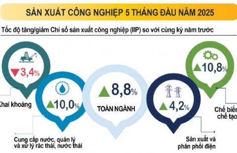 Infographic tình hình kinh tế – xã hội tháng Năm và 5 tháng đầu năm 2025